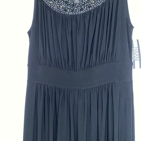 NWT HAANI Maxi Dress Bling Neckline Stretch Black - Picture 3 of 7